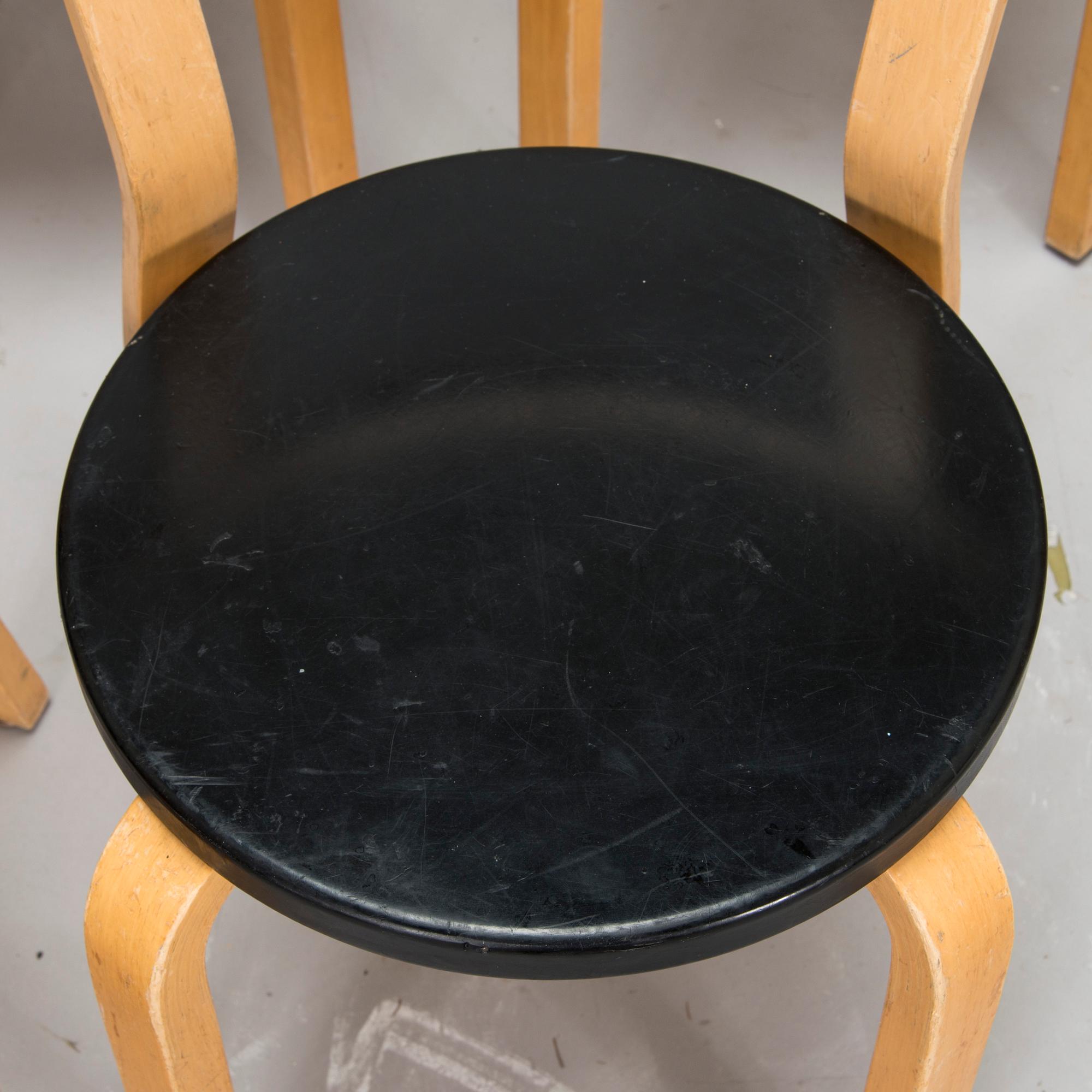 Alvar Aalto, stolar, 6 st, modell 68, Artek 1960-tal.