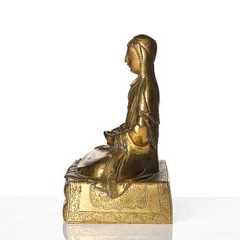A gilt bronze sculpture of Arhat Ajita, Tibeto-Chinese, 18th century.