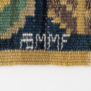 Märta Måås-Fjetterström, vävnad, "Medaljongerna", rölakan, ca 42 x 46 cm, signerad MMF.