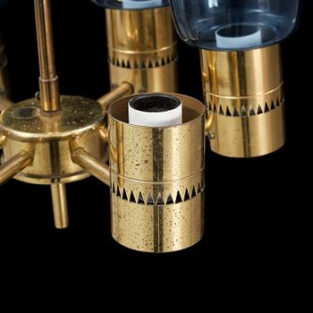 HANS-AGNE JAKOBSSON, a brass and glass ceiling light, Markaryd.