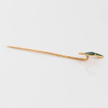 18K gold, enamel and pearl pin, CG Hallberg.