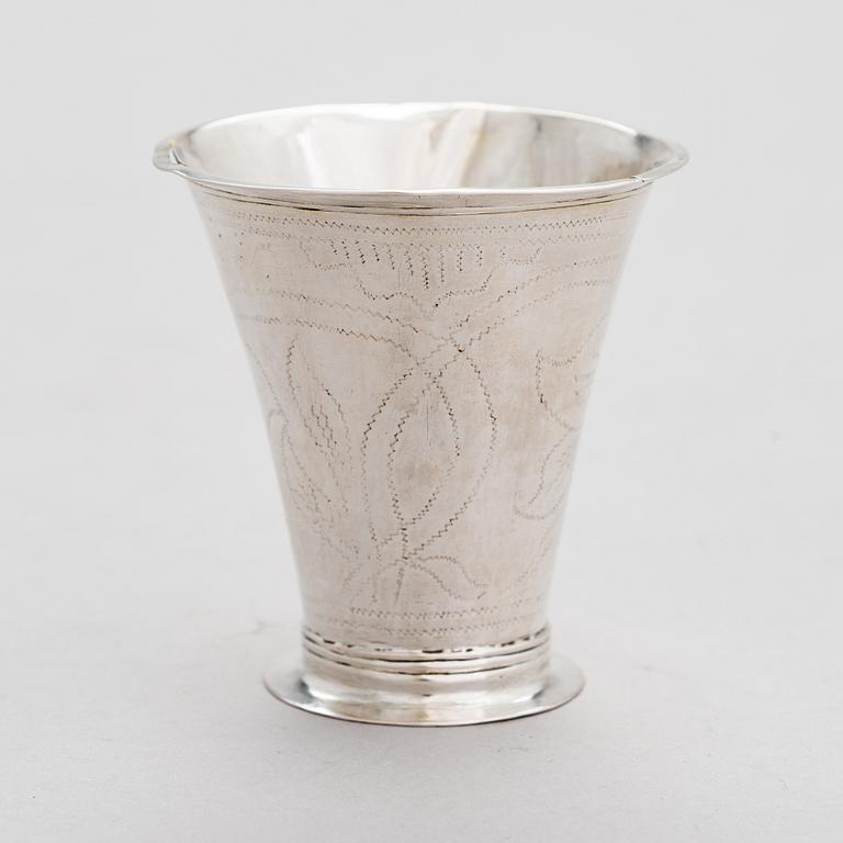 A Finnish 18th-century silver beaker, maker's mark of Jonas Langberg, Pori 1765.