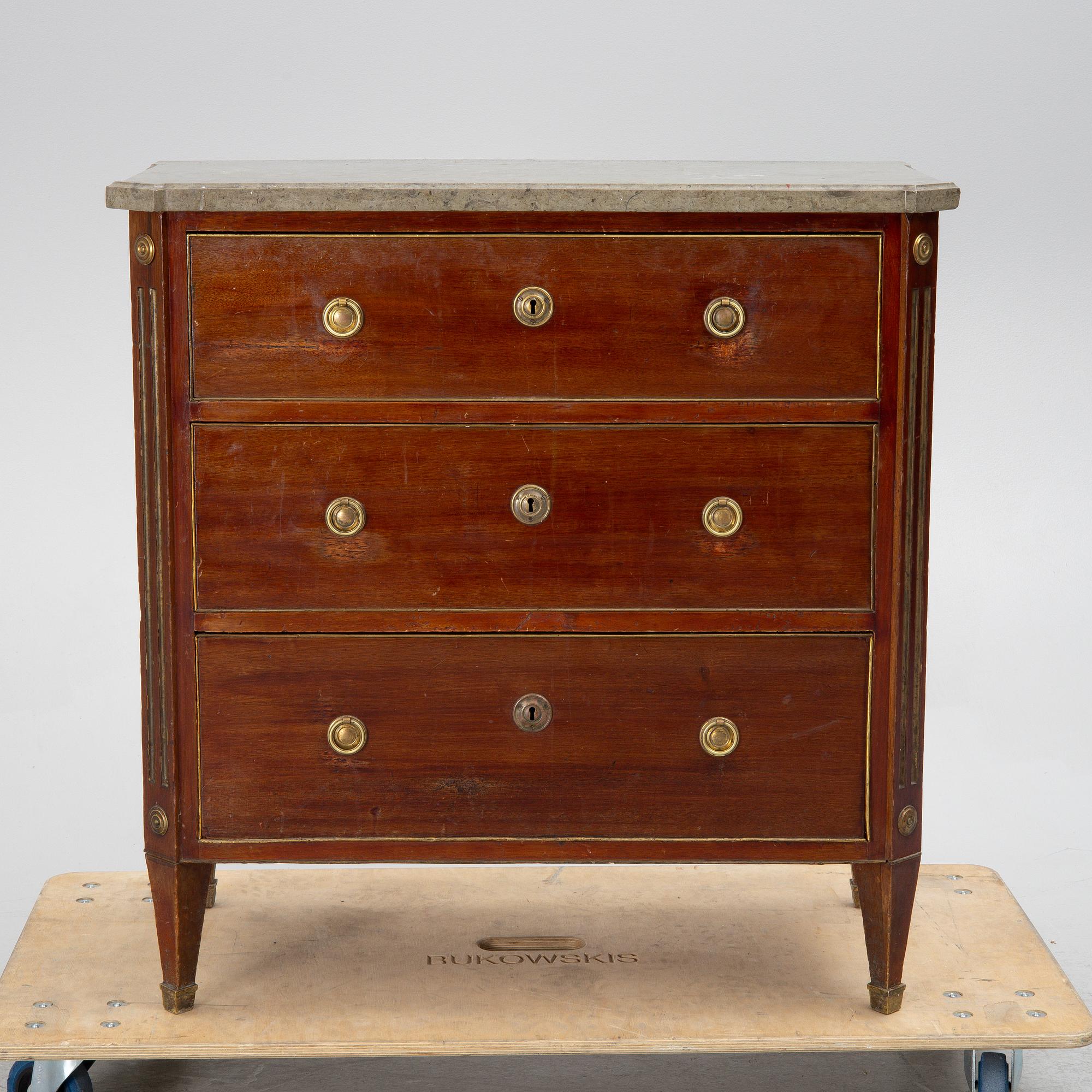 A chest of drawers, Gustavian style, first half of the 20th century with an older top.