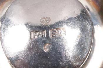 LJUSSTAKAR, ett par, silver. Petter Wigren, Malmö 1848.