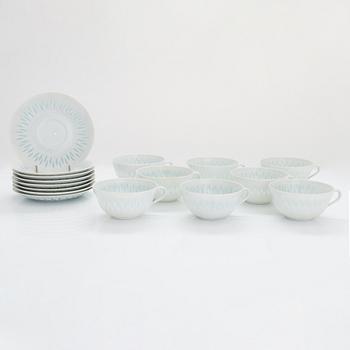 Friedl Holzer-Kjellberg, tea and mocha/espresso set, 19 pairs, rice porcelain, signed F.H.Kj Arabia.