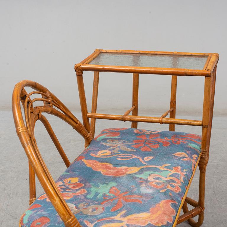 SOFFA med BORD, bambu, 1900-talets mitt.