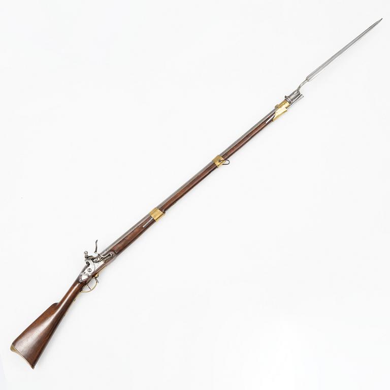 Flintlåsgevär svenskt, m/1815 med bajonett.