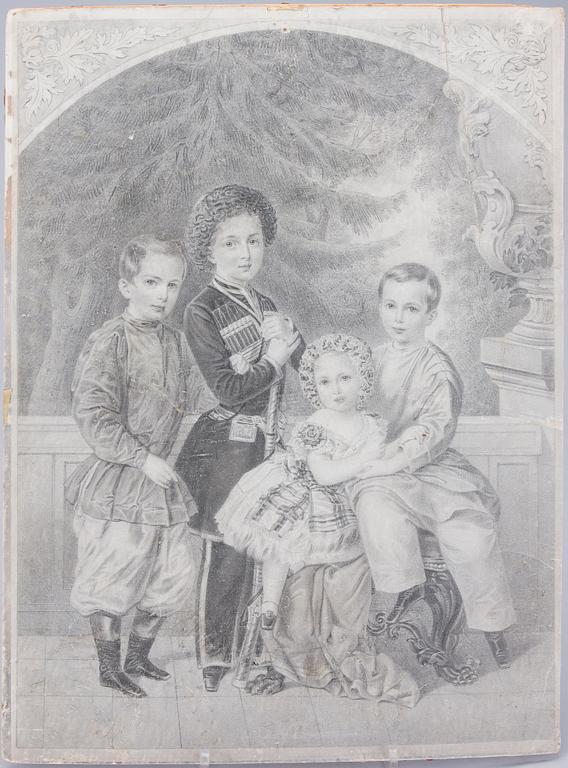 TECKNING, Ryssland, blyerts, ca 1900.