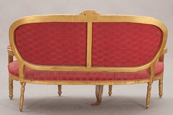 SALONGSGRUPP, 5 delar, gustaviansk stil, 1800/1900-tal.