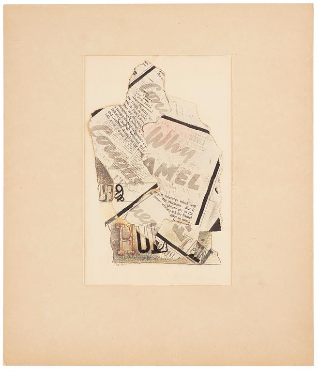 CO Hultén, mixed media with collage, signed and executed 1939.