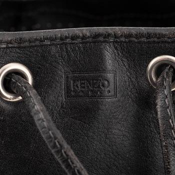 Kenzo, a black leather bucket bag.