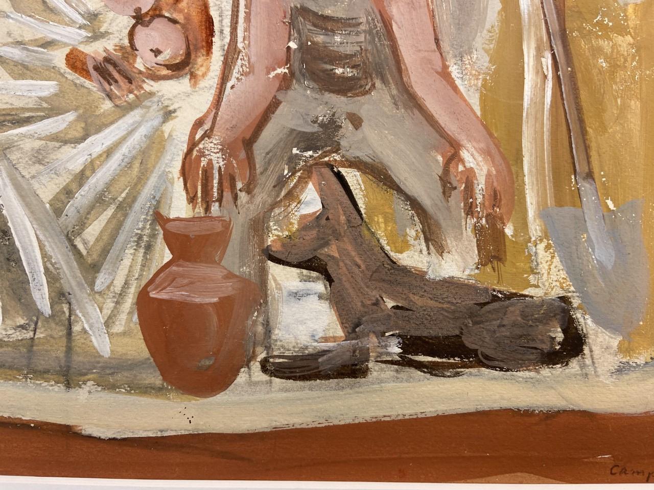 MASSIMO CAMPIGLI, blandteknik på papper, bär senare påförd signatur (okänd).