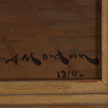 A oil on panel painting by Anders Montan, signed and dated 1910.