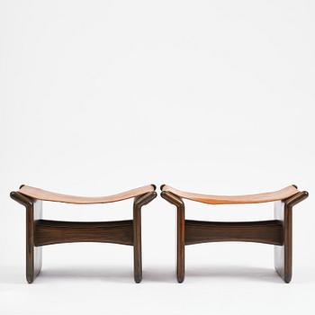 Tapio Wirkkala, a pair of stools, executed by Reino Huotari, Finland, 1981, for the Finnish Glass Museum.