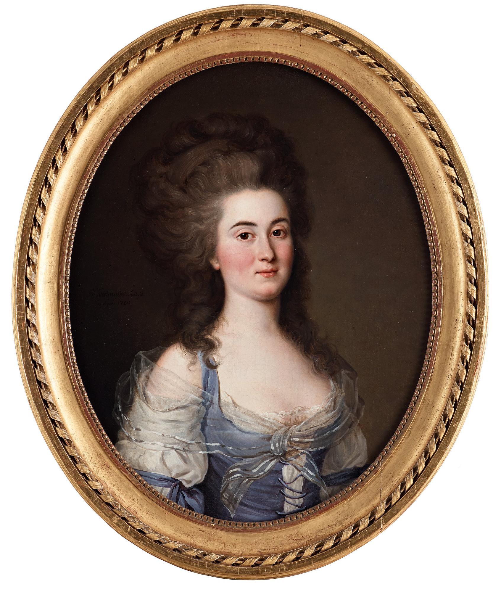 Adolf Ulrik Wertmüller, Young lady in a blue bodice and fichu.