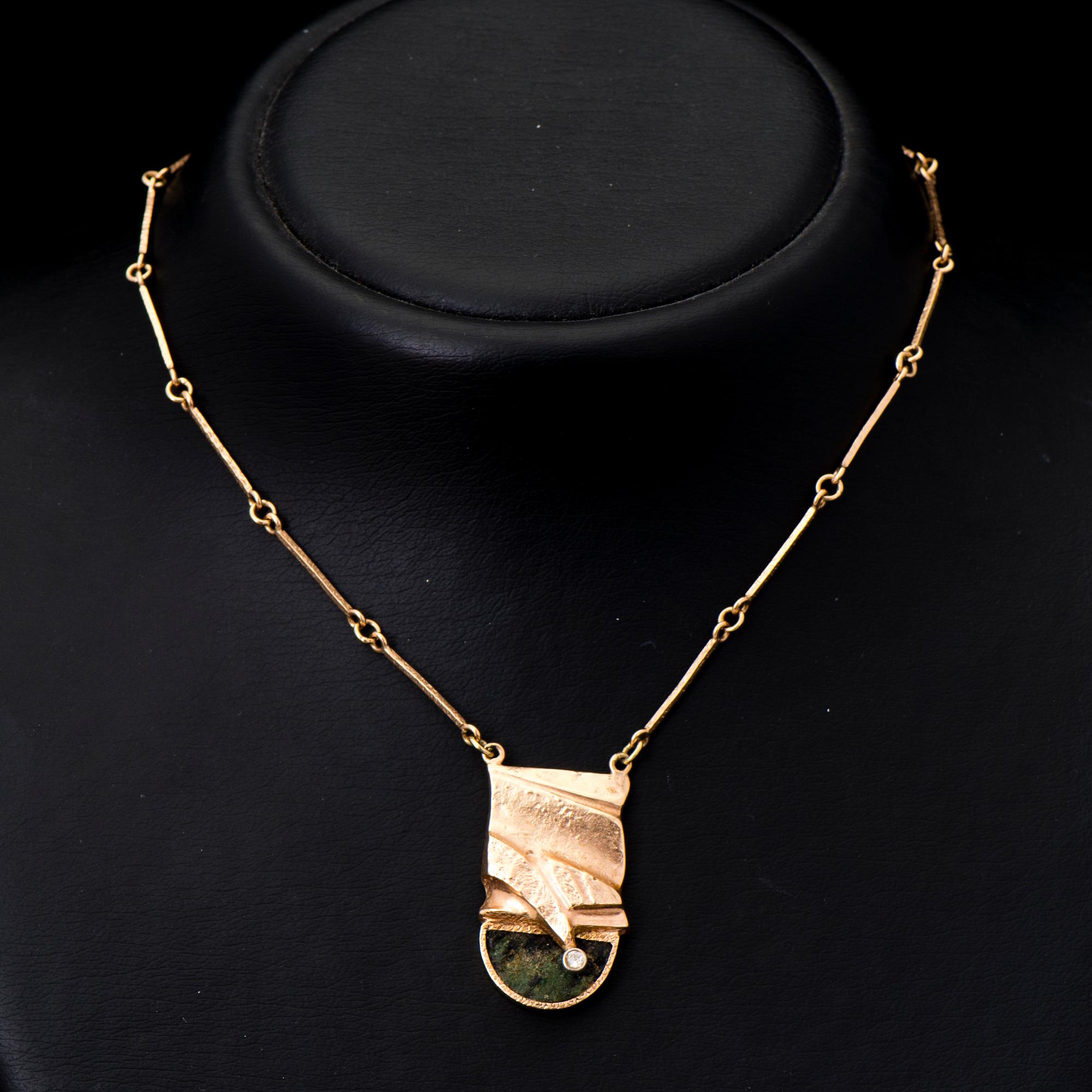 BJÖRN WECKSTRÖM, HALSSMYCKE, "Aztec", diamant, zoisit, 14K guld. Lapponia 1979.