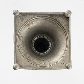 Nils Erik Justelius, a pair of pewter candlesticks, Eksjö, 1817.