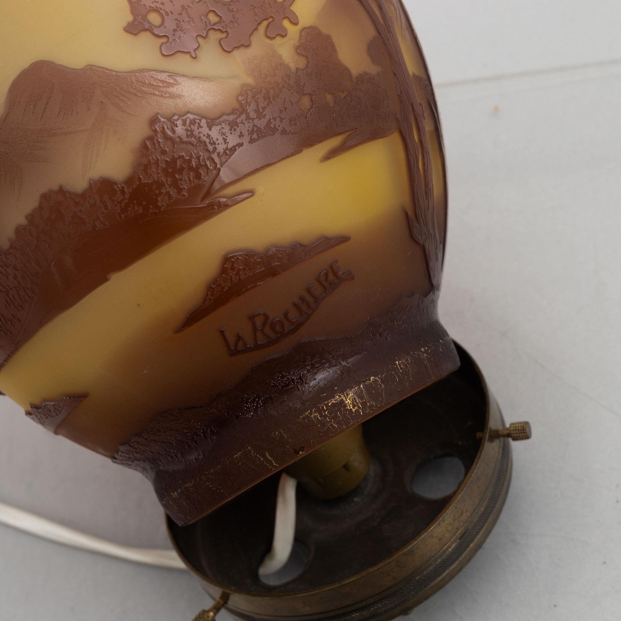 La Rochere, a cameo glass table lamp, France.