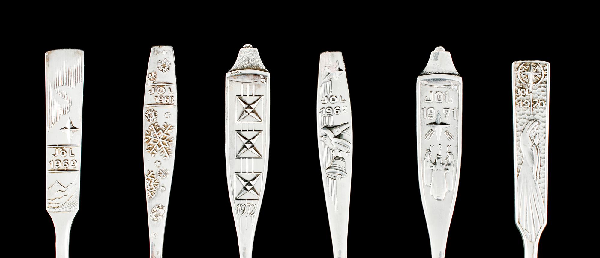 JULSKEDAR, 6 st, silver, Island, 1967-1972. Vikt 190 g.