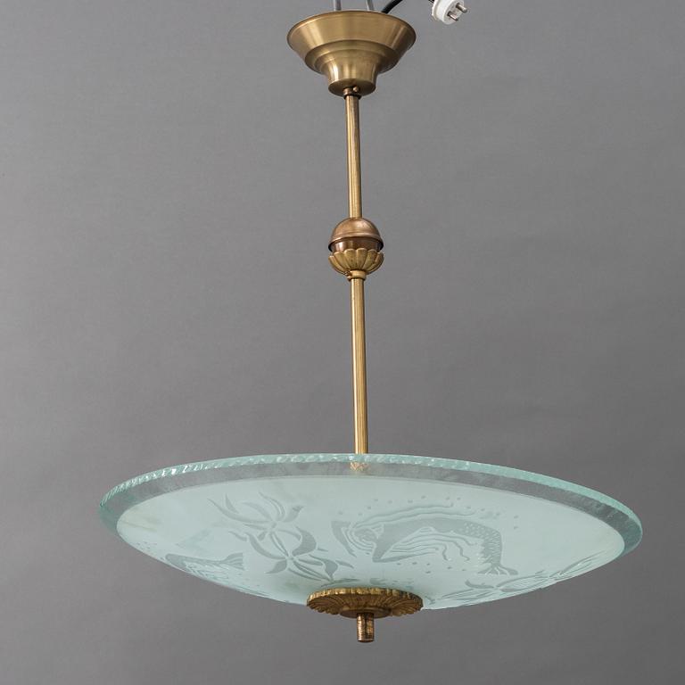 A Swedish Modern ceiling lamp, 1940s.