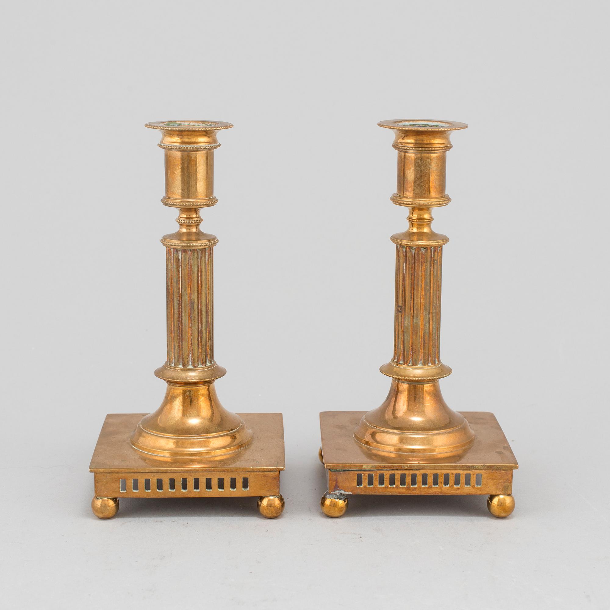 A PAIR OF BRASS CANDLESTICKS, Skultuna, 20th century.