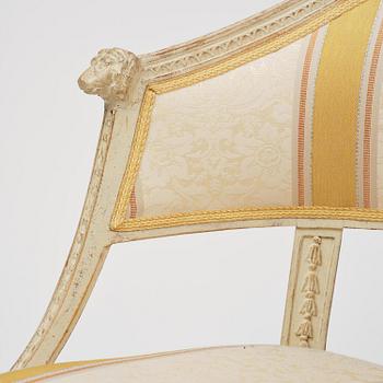 A matched pair of late Gustavian armchairs.