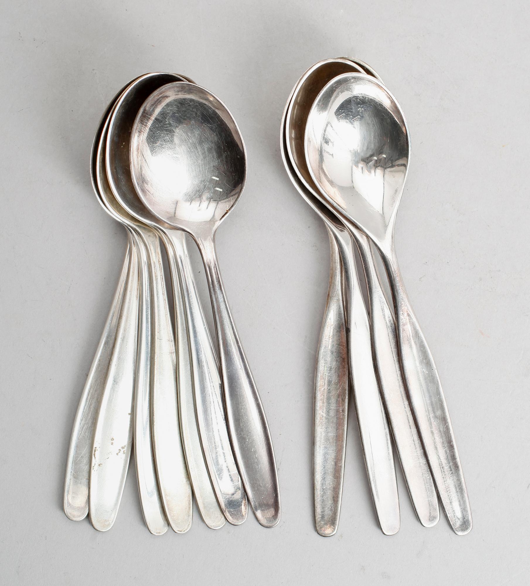 BESTICK, 11 delar (7+4),  silver, bl a David Andersen, Norge, 1960-/70-tal. Vikt ca 275 gram.