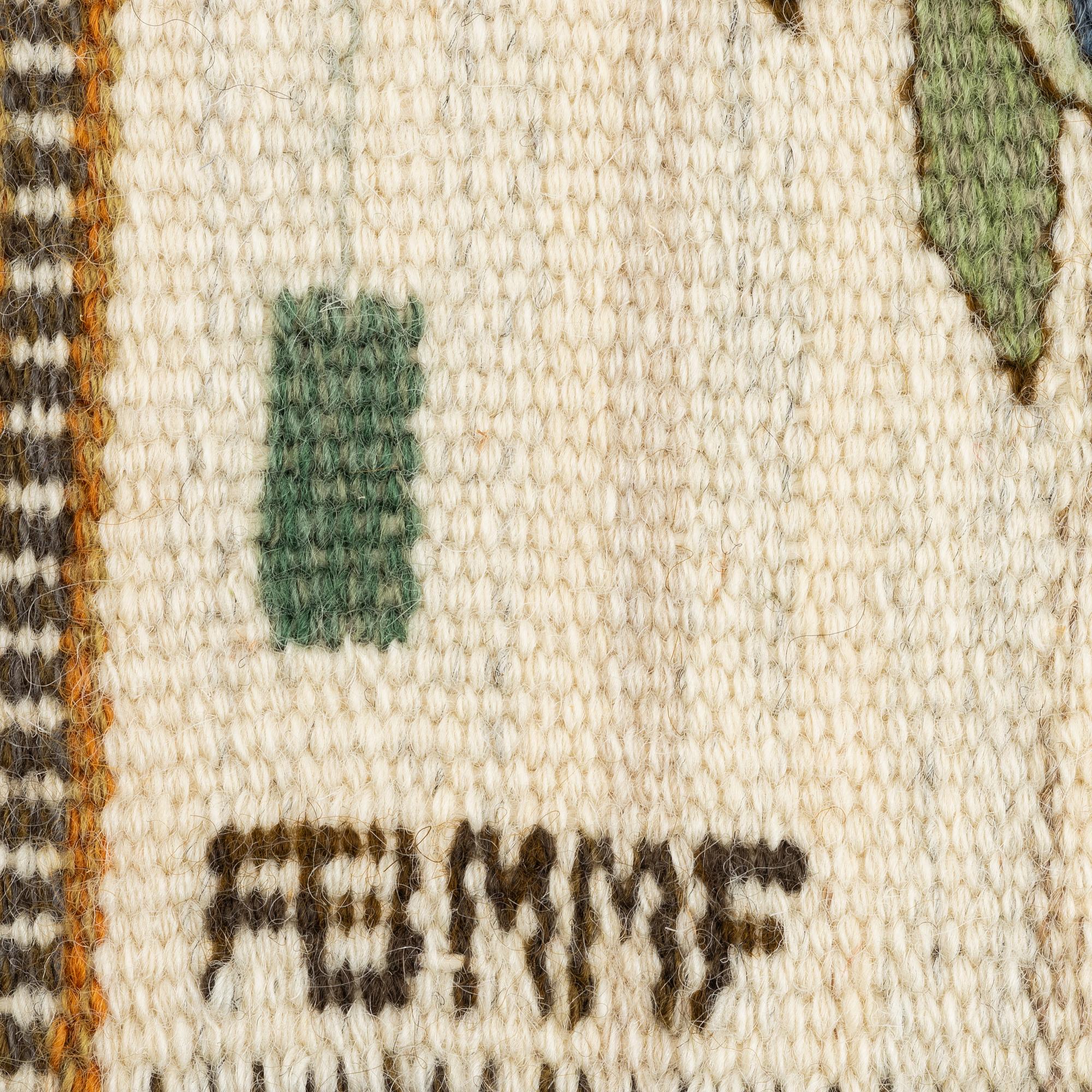 Märta Måås-Fjetterström, a textile "Blomlapp", tapestry weave, c 25 x 21,5 cm, signed AB MMF.