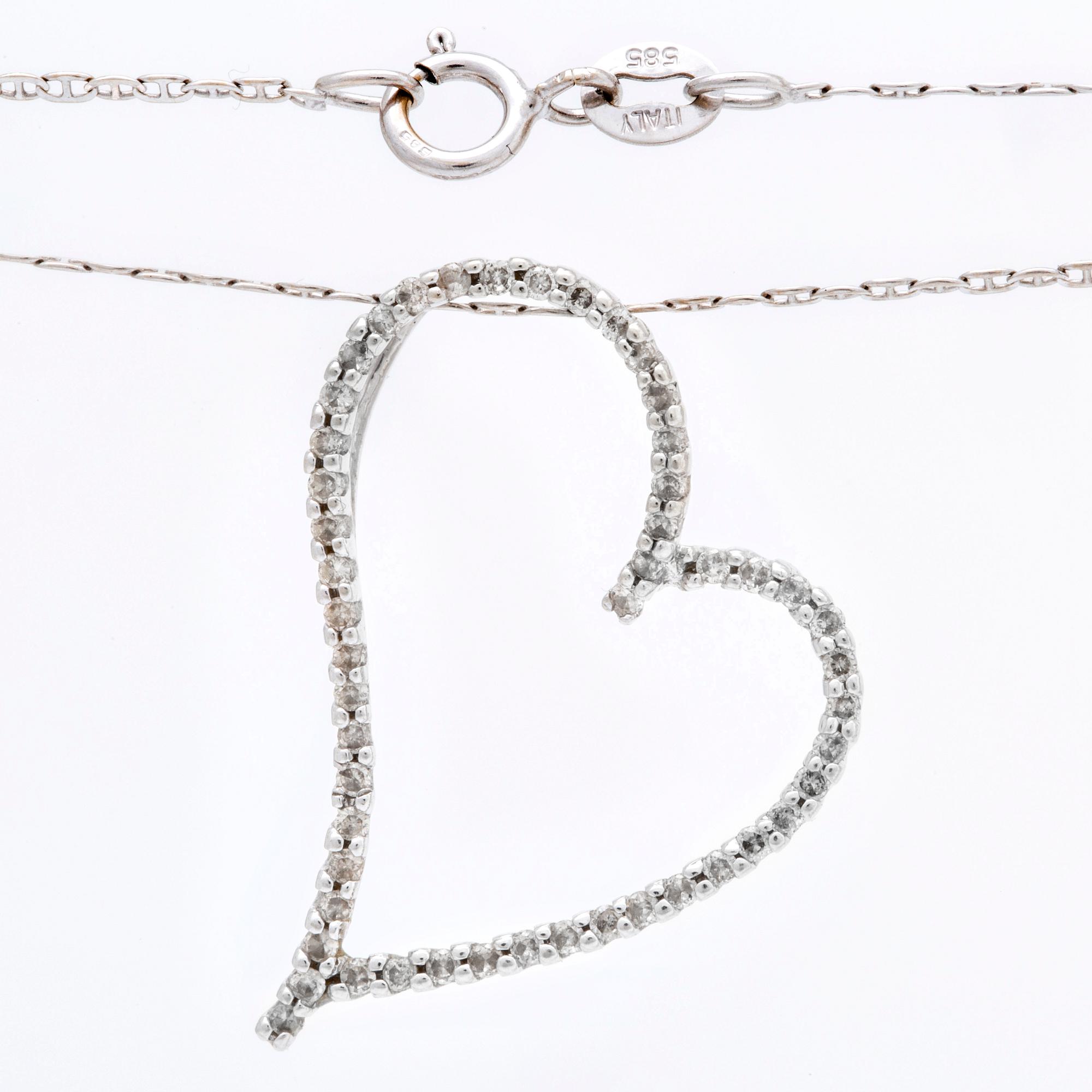 Pendant and chain, 14K whitegold brilliant-cut Diamonds, total length approx 48 cm.
