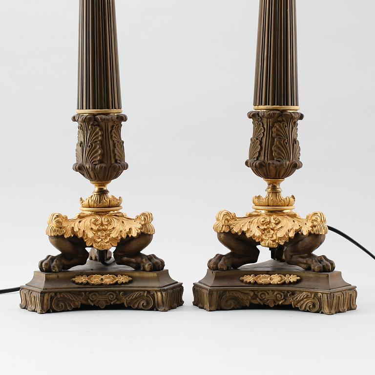 BORDSLAMPOR, 1 par, senempirestil, Frankrike, 1800-tal.