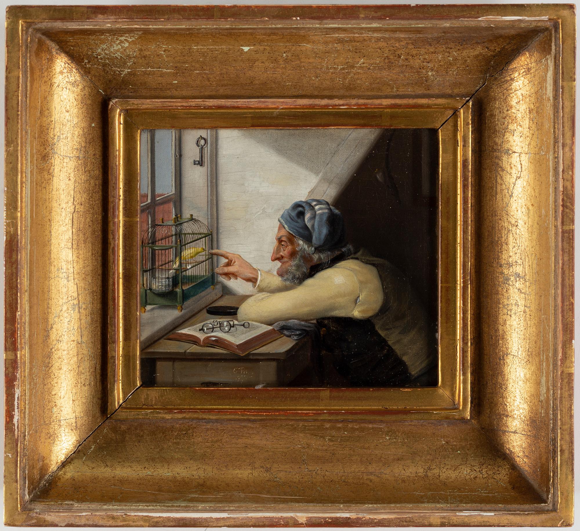 Christian Thørrestrup, signed with initials. Dated -47. Oil on canvas 16 x 18 cm.