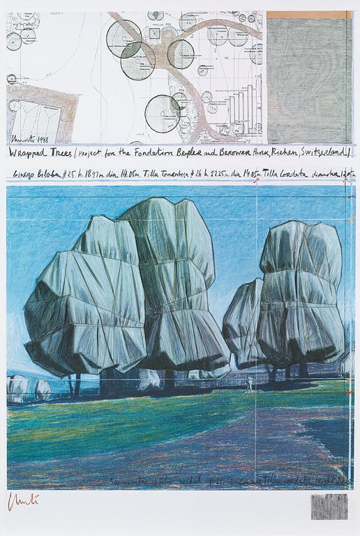 Christo & Jeanne-Claude, "Wrapped trees (Project for the Fondation Beyeler and Berower Park, Riehen, Swiztwerland)".
