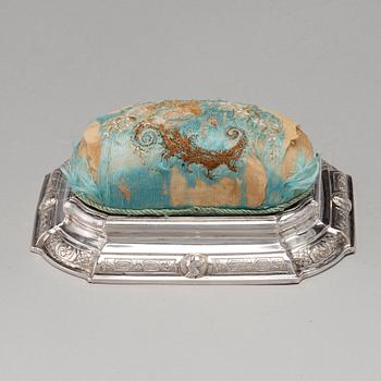 A Swedish 18th century 7 piece silver toilet service, mark of Johan Lorenz Starin, Stockholm 1736.