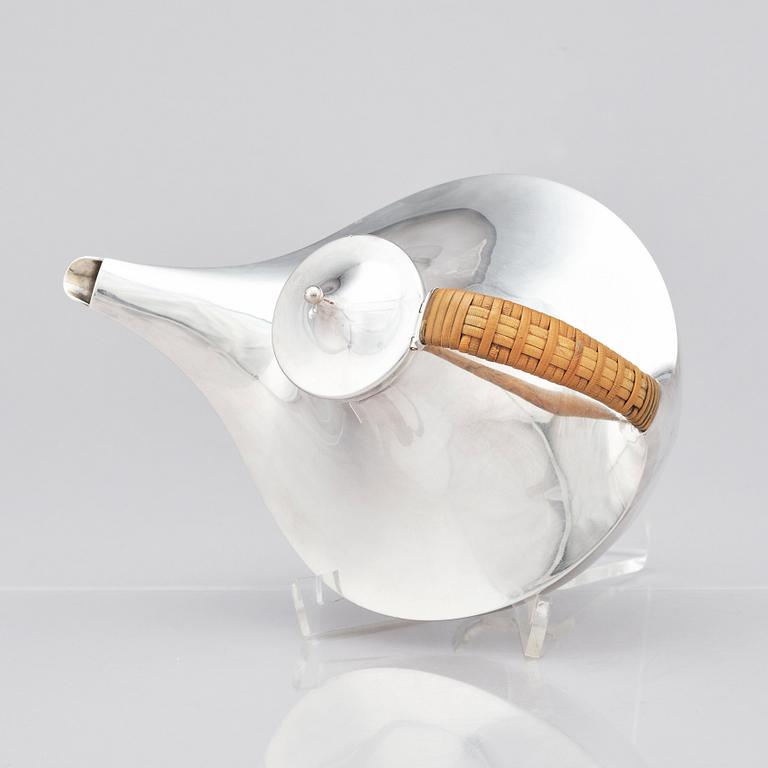 Karl Gustav Hansen, a sterling teapot, model no 418, Hans Hansen, Denmark 1950s-1960s.