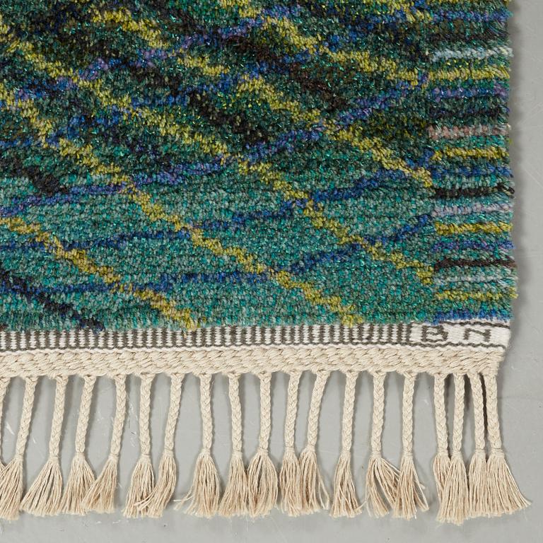 Barbro Nilsson, A CARPET, "Marina, grön", knotted pile, ca 210,5 x 148 cm, signed AB MMF BN.