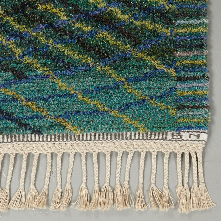 Barbro Nilsson, A CARPET, "Marina, grön", knotted pile, ca 210,5 x 148 cm, signed AB MMF BN.