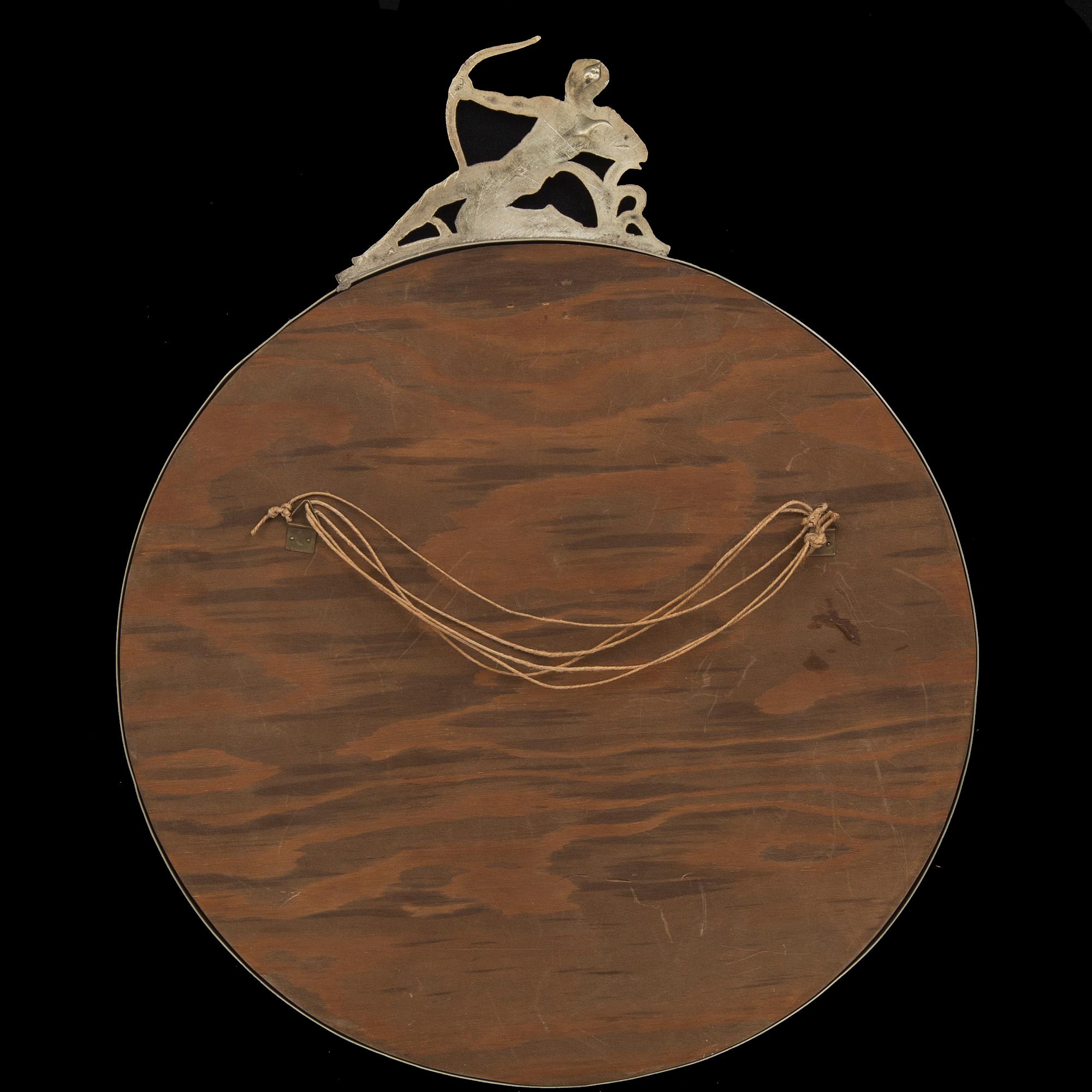 Mirror, Art deco, 30-40s, archery, pewter.