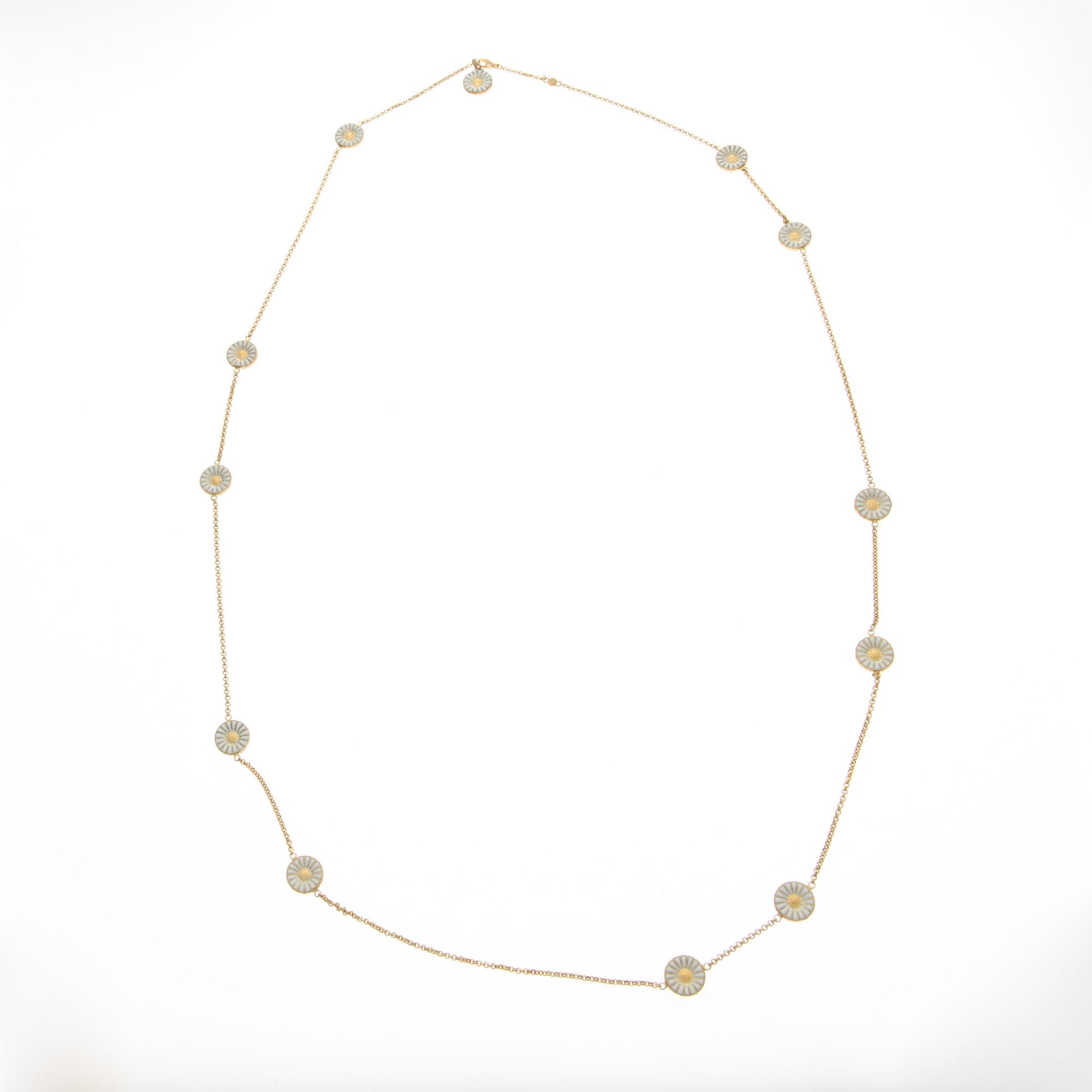 GEORG JENSEN, RING and NECKLACE, "Daisy", goldplated silver, white enamel.