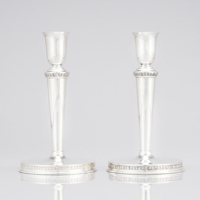 Eric Råström, for C.G. Råström, a pair of silver candlesticks, Stockholm 1960.