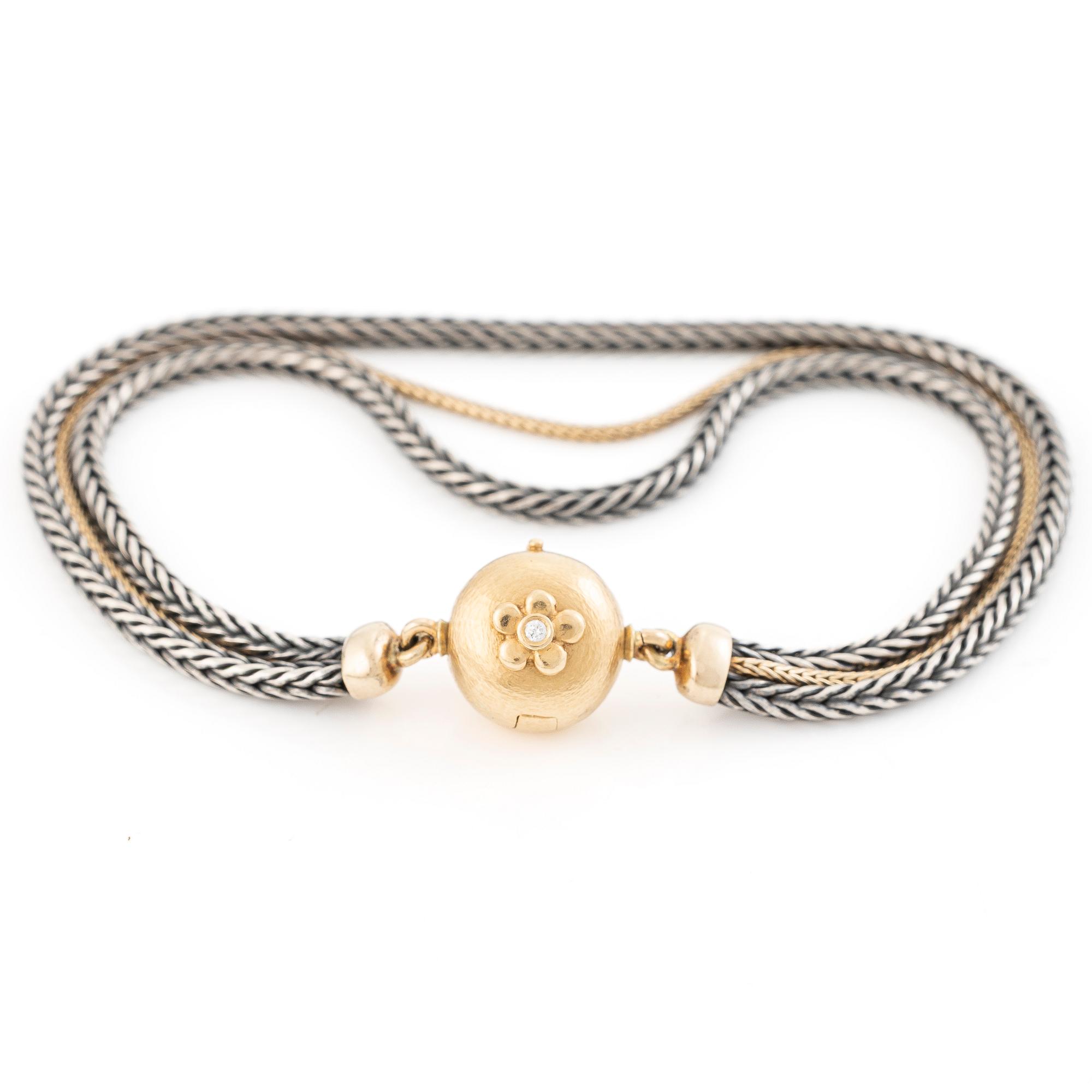 Ole Lyngaard, collier och armband silver och guld, med lås 18K guld med briljantslipade diamanter.