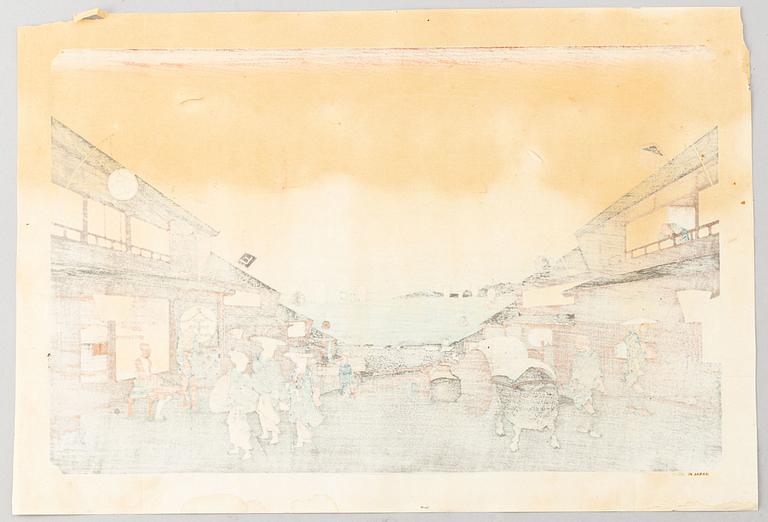 Utagawa Hiroshige, efter, färgträsnitt. Japan, 1900-tal.