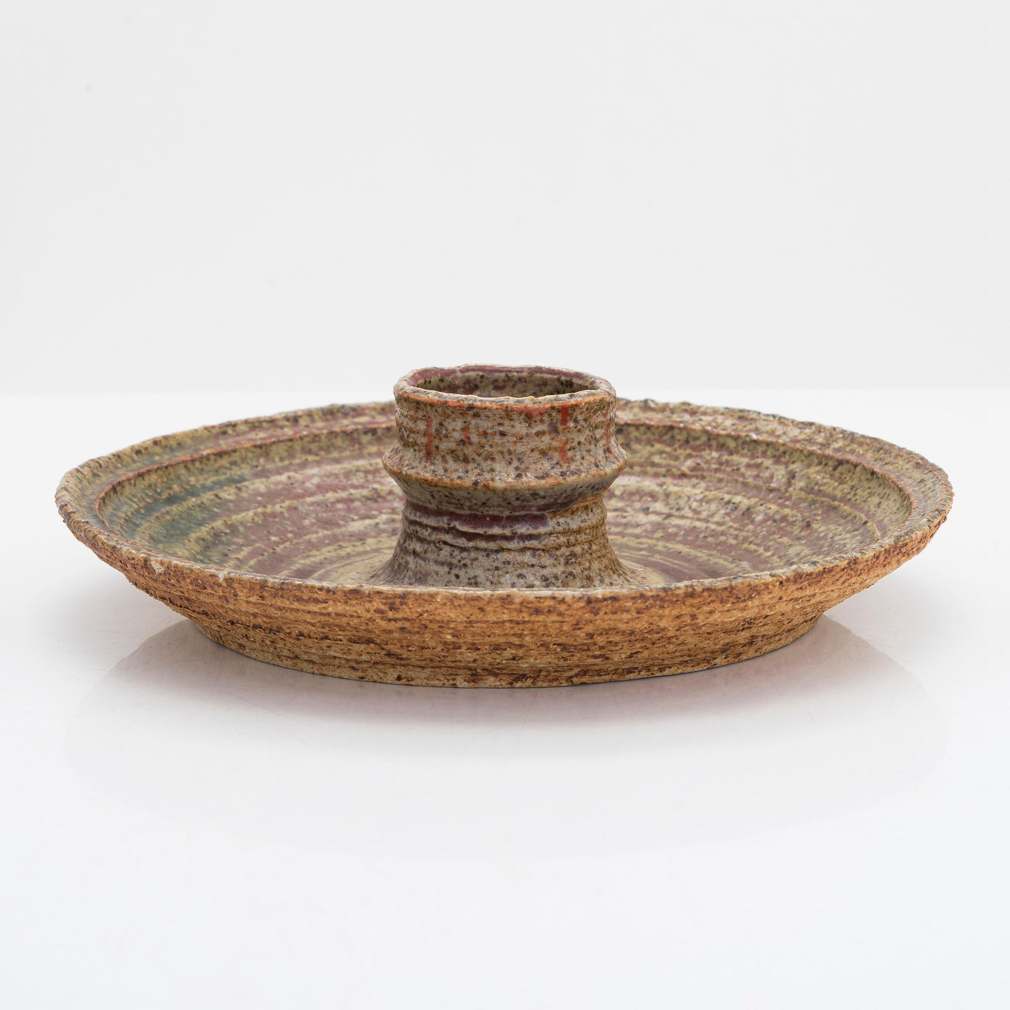 Raija Tuumi, kynttilänjalka, samotti, signeerattu RT, ARABIA 1971.