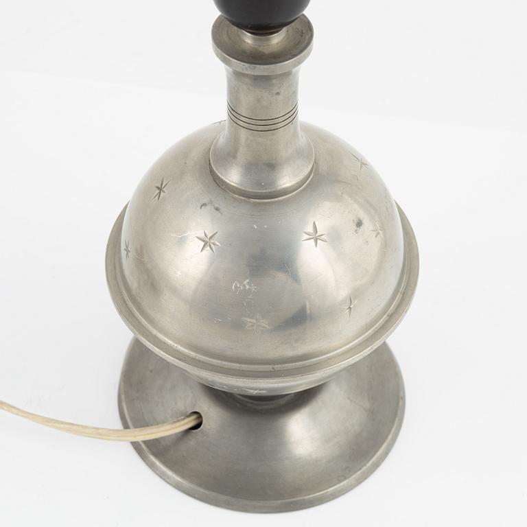 J.L. Hultman, a Swedish Grace pewter table light, Stockholm, 1931.