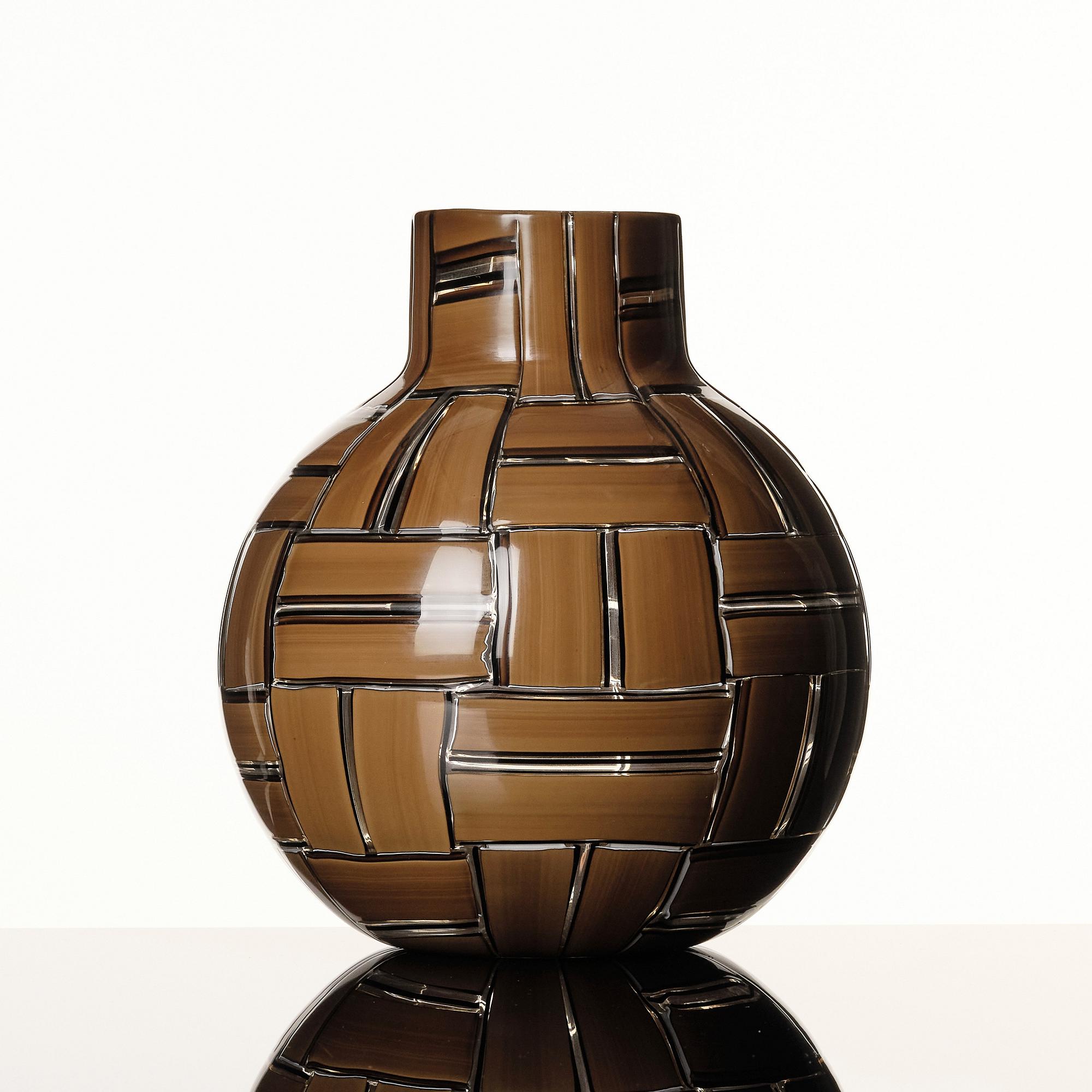 Ercole Barovier, a brown and black 'a tessese' vase, Barovier & Toso, Murano Italy, 1950s-1960s.