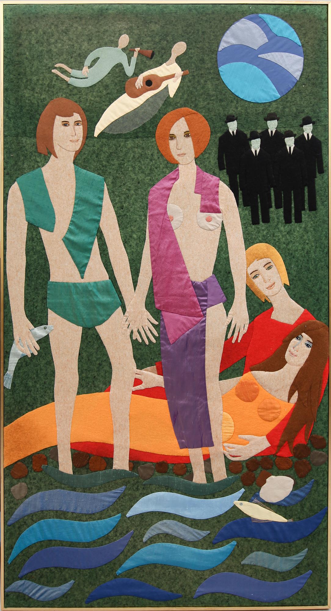 WIBEKE BECK-FRIIS, tygcollage, 1900-talets andra hälft.