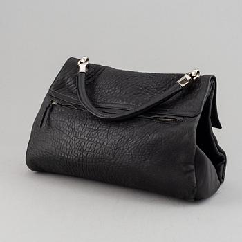 Yves Saint Laurent, a black leather bag.