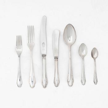 A Swedish silver cutlery set, model 'Haga', some parts with mark of JL Hultman, Stockholm 1951 (58 pieces).
