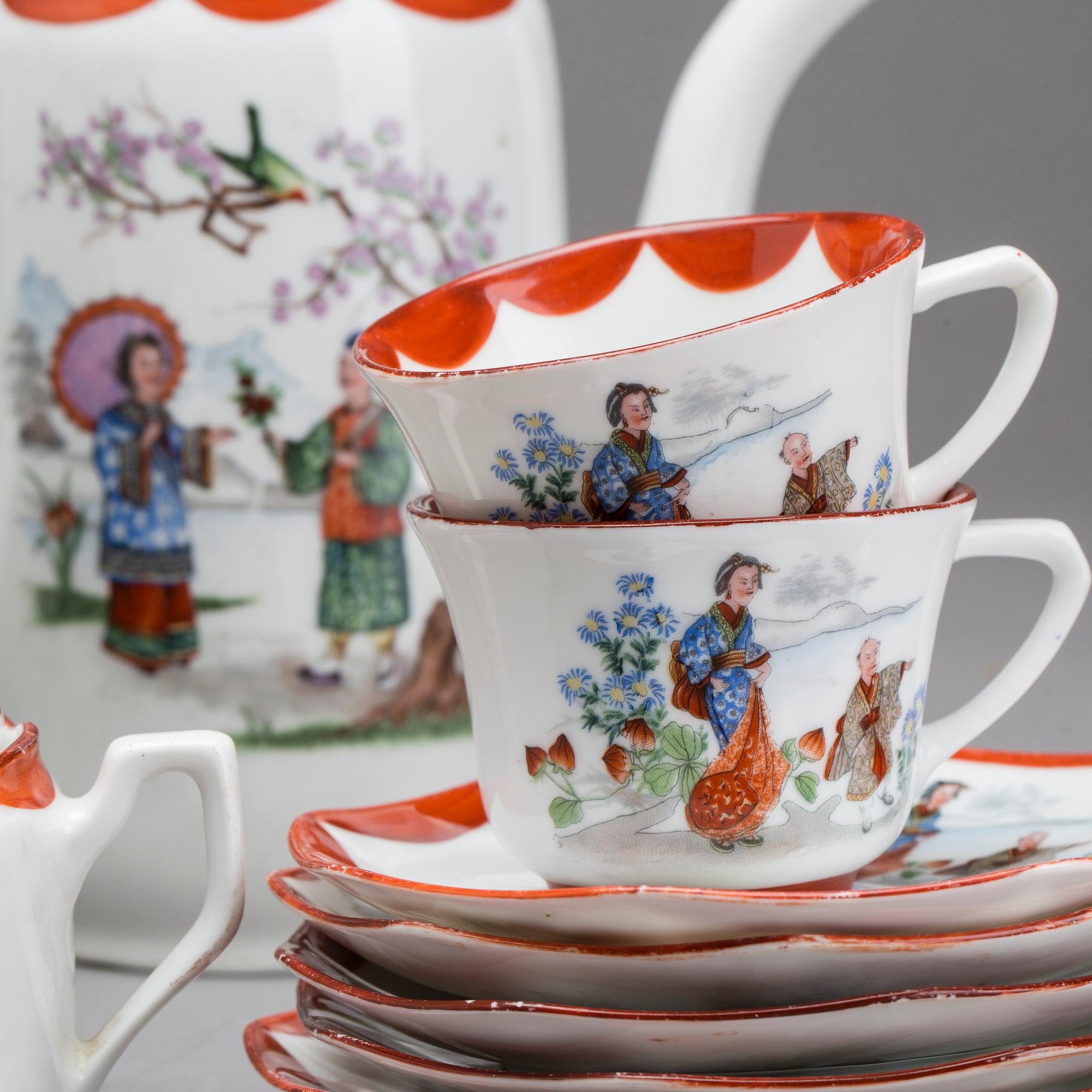 KAFFESERVIS, 21 delar, porslin ALP Lidköping.