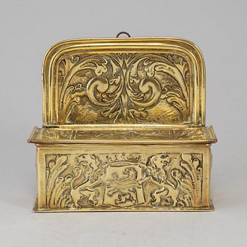 A 19th century brass wall box.