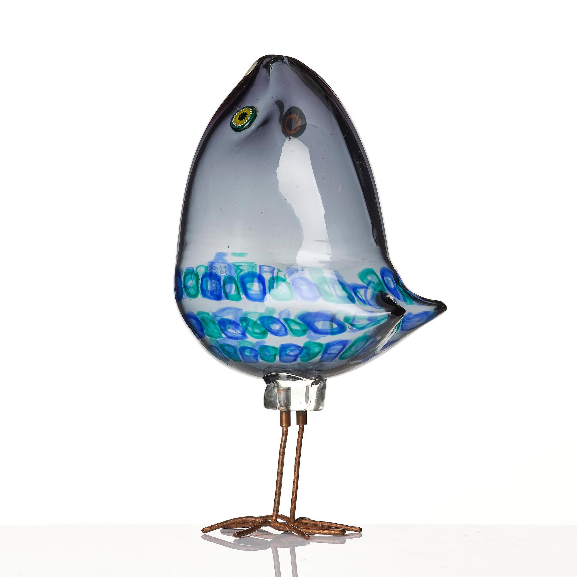 Alessandro Pianon, skulptur, "Pulcino", fågel, glas, Vetreria Vistosi, Italien, 1960-tal.